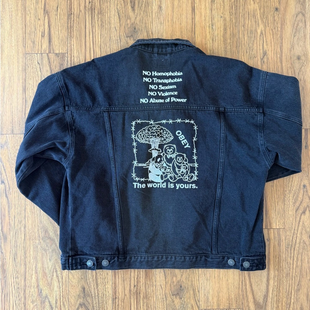 Obey Black Jean Jacket Classic Casual Style